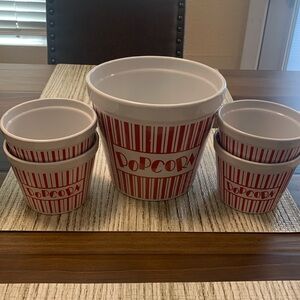 Ceramic 5 piece popcorn bowl set